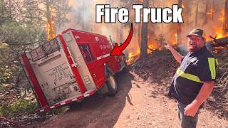 37,000-Pound Fire Truck Stuck in the Middle of a Forest Fire!