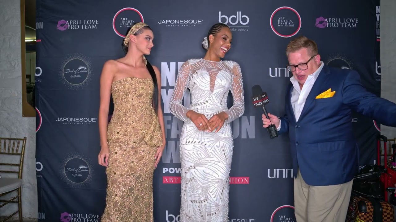 Models Nishi and Ariana wearing Designer Aroz Nancy @artheartsfashion NYFW