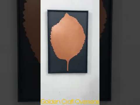 Gco wall art in iron leaf & mdf frame with roes gold & black...