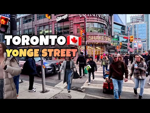Toronto 🇨🇦 Yonge Street Downtown Walking Tour City Life Canada 4k