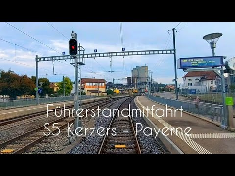 BLS RABe 525 Führerstandsmitfahrt in der S5 von Kerzers nach Payerne.