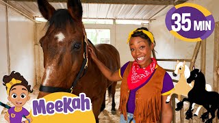 Download the video "Horse Care Day with Cowgirl Meekah! | Educational Videos for Kids | Blippi and Meekah Kids TV"