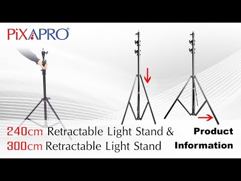 PIXAPRO 240cm & 300cm Self-Collapsing Retractable Light Stand