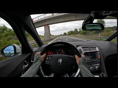 DS5 2.0 BlueHDi (181 HP) | Interior Review & POV Driving | Top Speed German Autobahn 204 km/h