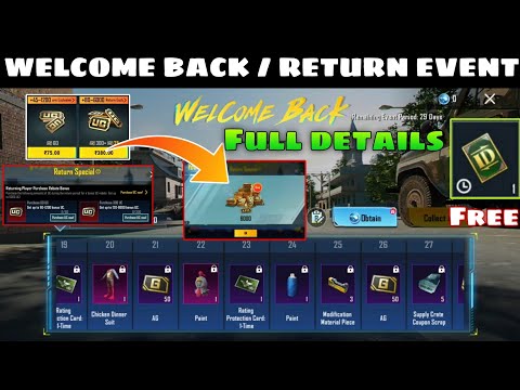 Return / Welcome Back Event | Free Extra Uc Event  🤑 How To Get Return Event | Free Rename Card Bgmi