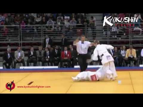 Emma Markwell IFK Great Britain v Zurine Eciolaza Spain scoring knockout with axe kick