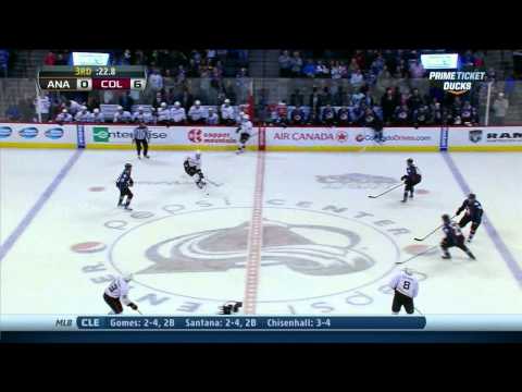Ben Lovejoy hit (knee?) on Nathan MacKinnon Anaheim Ducks vs Colorado Avalanche 10/2/13 NHL Hockey