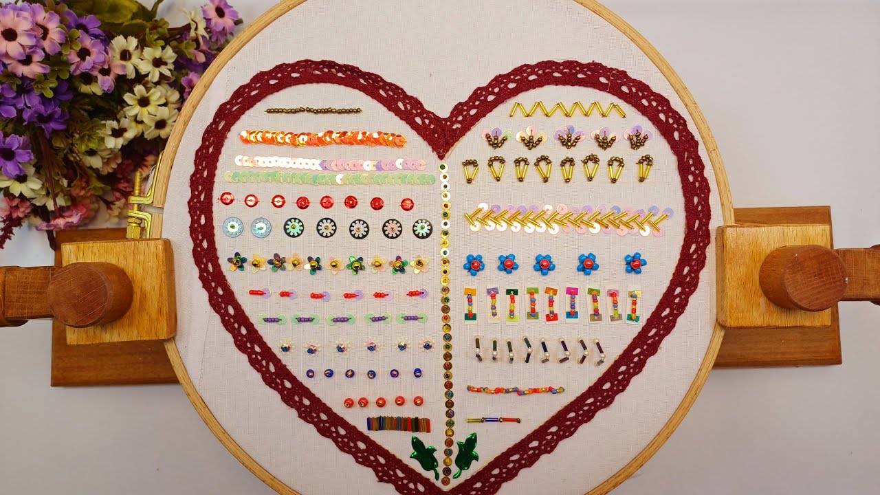 Teaching how to sew all kinds of sequins and beads, at the basic level in jewelry embroidery#diy