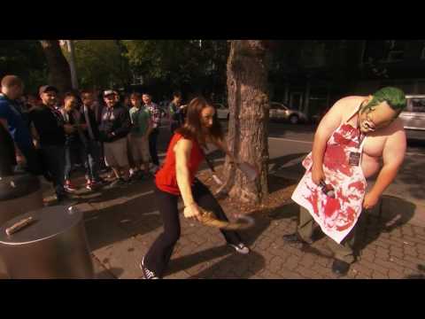 TI6 At the Event - Kaci with a Pudge Cosplayer