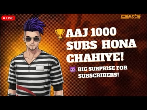 🏆 AAJ 1000 SUBS KARDO! 😈 BIG SURPRISE REVEAL AT GOAL! | Free Fire Live 🎮#freefirelive#shortsfeed