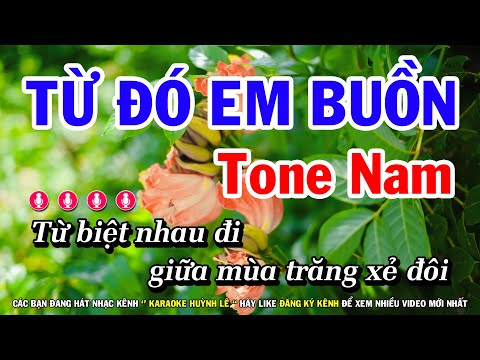 Karaoke Từ Đó Em Buồn - Tone Nam ( Beat Chuẩn ) Dễ Hát Nhất | Huỳnh Lê