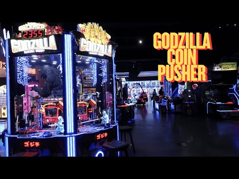 Playing the Massive New GODZILLA Coin Pusher - Kaiju Drop - Kingpin Arcade, Melbourne