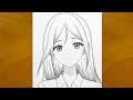 How To Draw Anime Step By Step Cute Anime Girl Sketch Tutorial Pencil Art For Beginners