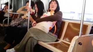Schizophrenic Chinese Woman Fights with Aggressive Homeless Man on S.F. Muni