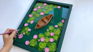 How to make a Lotus Pond Without Using Resin | Step by Step Texture Art Tutorial | diy home decor