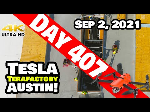 Tesla Gigafactory Austin 4K  Day 407 - 9/2/21 - Terafactory Texas - GIGA TEXAS CONSTRUCTION UPDATE!