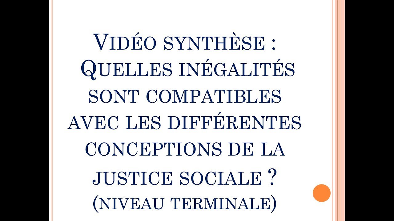 SES - Vidéo synthèse du chapitre "Inégalités et justice sociale" (Terminale)