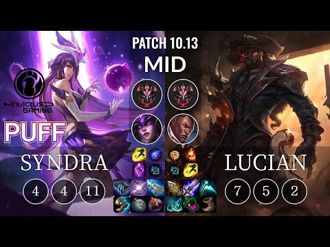 IG Puff Syndra vs Lucian Mid - KR Patch 10.13
