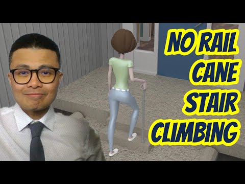 How to SAFELY go up & down steps with a Cane & NO Railing