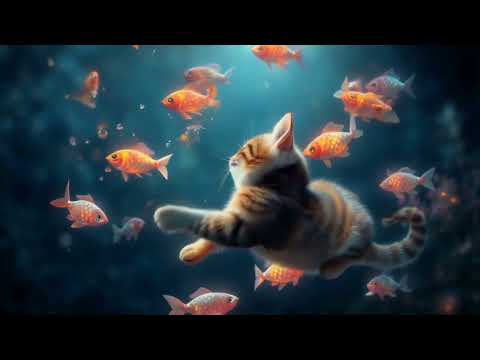 Kitten batting at glowing fish @josephinanisha