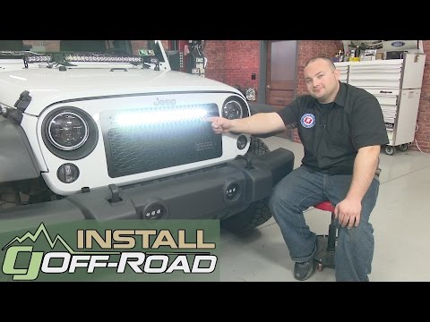 Jeep Wrangler JK T-Rex Grilles Main Grille Insert 20" Top Mount LED Light Bar 2007-2018 Installation