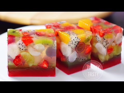 วุ้นผลไม้สด Agar Jelly Fruit Cake Recipe