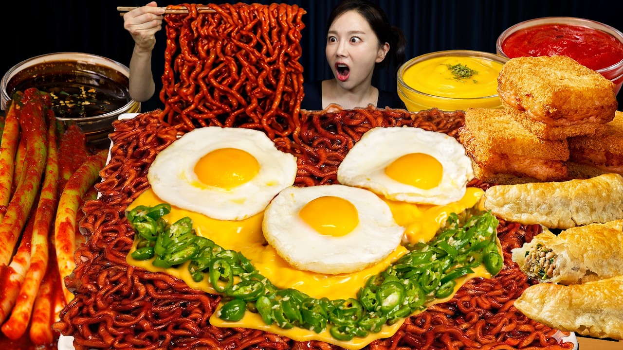육퇴 후 짜계치와 대왕 파김치 청양 고추 듬뿍🔥 Jjapaghetti Cheese & Eggs with Mukbang ASMR Ssoyoung