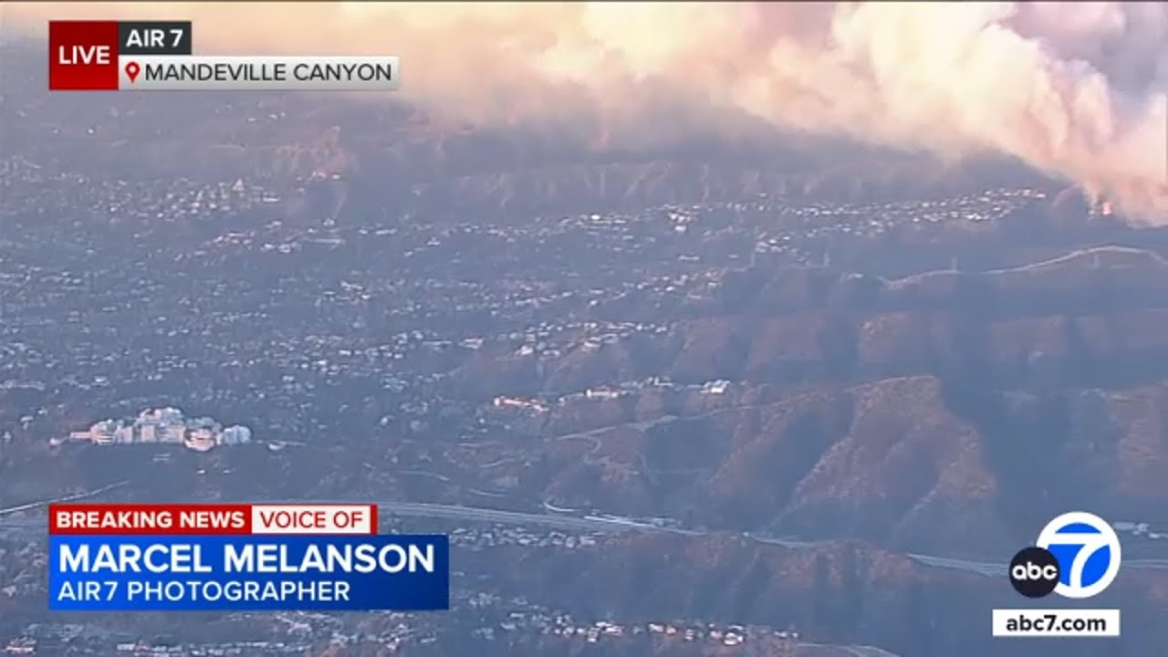AIR7 shows the proximity of the Palisades Fire and the Getty
