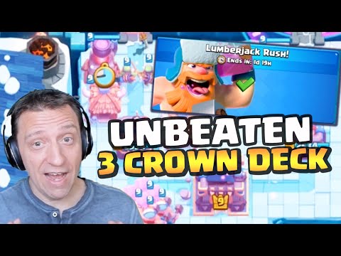 Clash Royale: ALL 3 CROWN WINS DECK FOR LUMBERJACK RUSH CHALLENGE