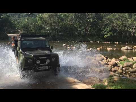 #Land Rover Defender submerged bridge crossing