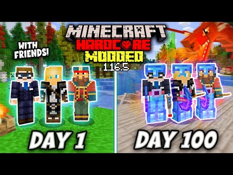 SURVIVING 100 DAYS IN HARDCORE MODDED MINECRAFT WITH FRIENDS