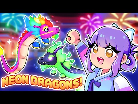 THE NEW DRAGONS ARE AMAZING!! 😍 NEON Rainbow Dragon & NEON Midnight Dragon in Adopt Me!