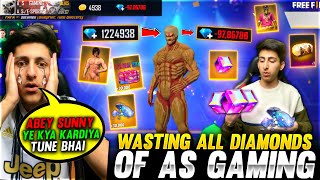Wasting All Diamonds 💎 Of As Gaming By His Real Brother 😂 Crying Moment - Garena Free Fire