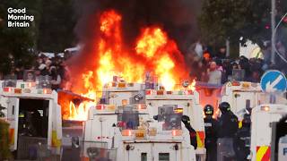 Inside Belfast as police use water cannons on crowds