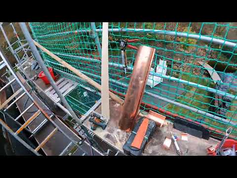 Kupferrinne zuschneiden und hart löten an Trapezgaube - Teil 3 - Biberschwanzdach in Leisnig