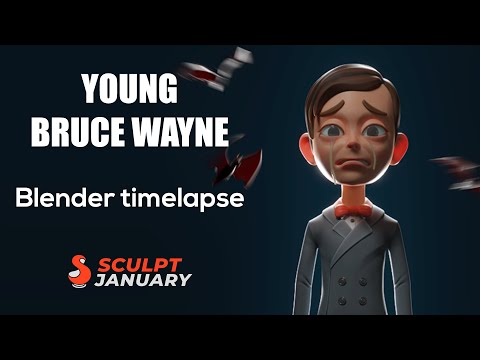 Blender sculpting and shading timelapse | Young Bruce Wayne | 2.82 beta