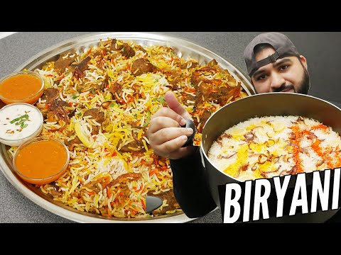 Mutton Biryani with Tamarind Tomato Sauce and Cucumber-Mango Salad