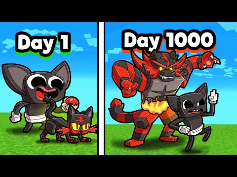 EPIC Cartoon Crab vs Pokemon! Surviving 1,000 Days in PIXELMON!
