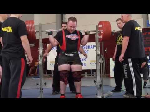 Kevin Jäger (PL Duisburg) Kniebeugen 2.V.: 340 kg - 2014 DM KDK Junioren