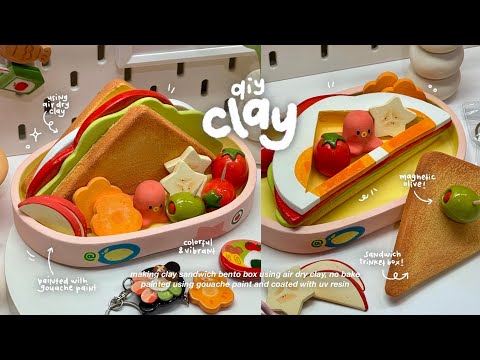 making clay sandwich trinket box🍱🥪🍎 using air dry clay / no bake