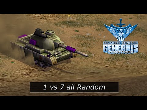 1vs7 Twilight Flame - All Hard Random - mass Tanks + Infantry [C&C Generals Zero Hour]