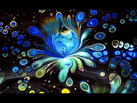 Celestial Flowers ~ Open Cup & Mallet Dip ~ Acrylic Pour Painting with Primary Colours