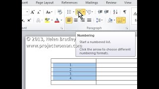 Auto numbering and shortcut for creating tables in Microsoft Word
