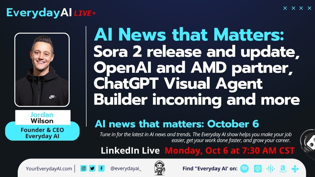 Sora 2 release and update, OpenAI and AMD partner, ChatGPT Visual Agent Builder incoming and more