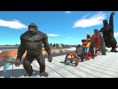 King Kong Fight All Godzilla LAVA DEATH RUN - Animal Revolt Battle Simulator