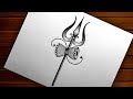 Trishul Drawing How To Draw Trishul Shivratri Special Drawing Lord Shiva Trishul Drawing