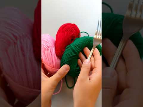 Amazing Woolen Rose Making Ideas with Fork   DIY Woolen Flowers     #shorts