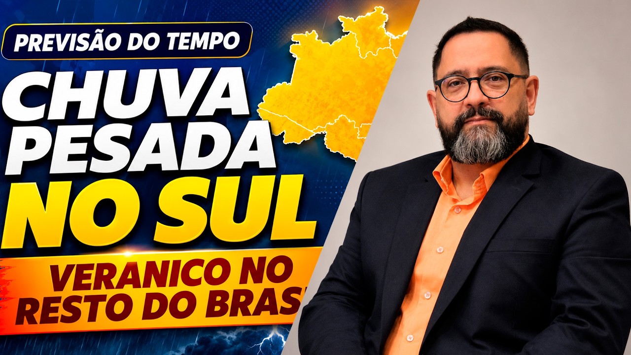 Veranico ganha força no interior do Brasil, chuva intensa e risco de temporais avançam pelo Sul.