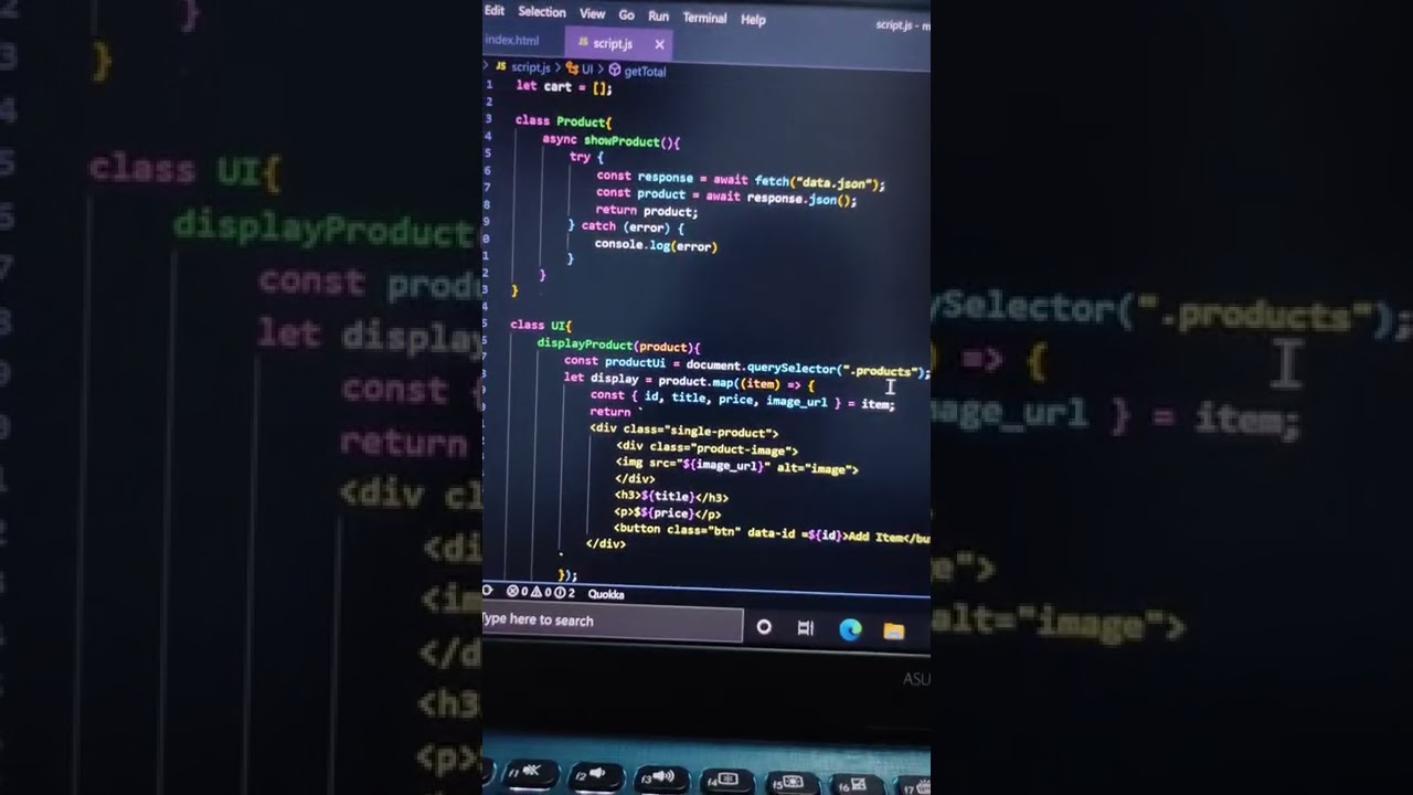 Simple e-commerce website using vanilla JavaScript classes