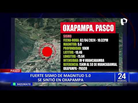 Pasco: fuerte sismo de magnitud 5.0 se sintió en Oxapampa